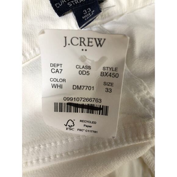 J. Crew Curvy Essential Jeans Straight Leg All Day Stretch White NWT Size 33 - Picture 8 of 11